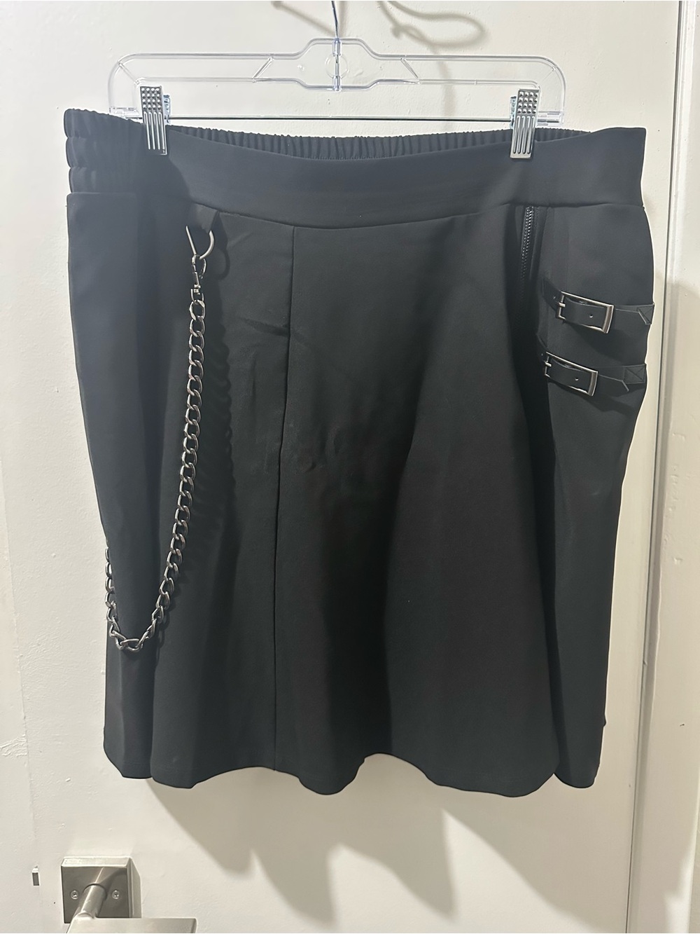 Torrid Nightfall Black Skater Skirt with chain and buckle